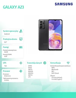 Smartfon GALAXY A23 DS 5G  4/64GB Czarny