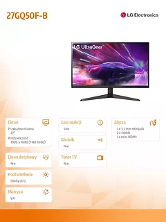 Monitor gamingowy 27 cali UltraGear Full HD 27GQ50F-B