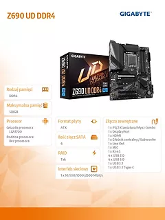 Płyta główna Z690 UD s1700 4DDR4 DP/HDMI M.2 ATX