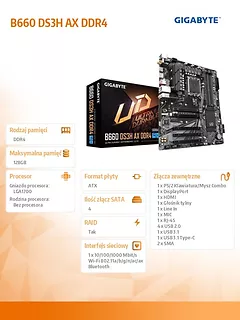 Płyta główna B660 DS3H AX DDR4 s1700 4DDR4 DP/HDMI M.2 ATX