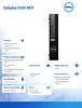 Komputer Optiplex 5000 MFF/Core i5-12500T/8GB/256GB SSD/Integrated/WLAN + BT/Wireless Kb & Mouse/W11Pro/3Y