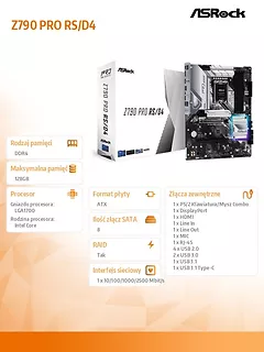 Płyta główna Z790 PRO RS/D4 s1700 4DDR4 HDMI M.2 ATX