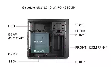 Obudowa komputerowa Fornax K300, Micro-ATX, 2x USB 3.0 + 2x USB 2.0 czarna