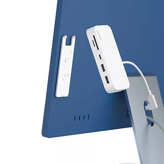 Wieloportowy koncentrator USB-C 6 w 1 z mocowaniem Biały