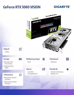 Karta graficzna GeForce RTX 3060 Vision OC 12GB GDDR6 192bit LHR 2DP/2HDMI