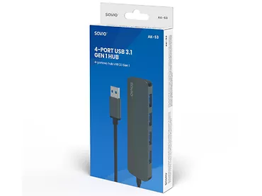 HUB USB - 4 portowy USB 3.1 Gen. 1 SAVIO AK-53 szary