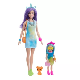 Lalka Barbie Color Reveal Neon Tie-Dye Duży zestaw