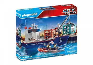 Klocki City Action 70769 Duży kontenerowiec z łodzią służb celnych