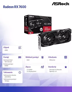 Karta graficzna Radeon RX 7600 Challenger 8G OC GDDR6 128bit