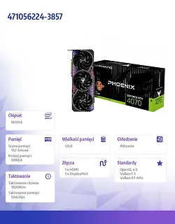 Karta graficzna RTX 4070 Phoenix GS 12G B GDDRX6 192bit 3DP/HDMI