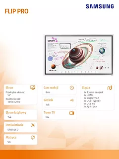 Monitor profesjonalny  WM55B FLIP PRO 55 cali Dotykowy 16h/7 350(cd/m2) 3840x2160 (UHD) Flip App USB-C Wi-Fi/BT 3 lata d2d (LH55WMBWBGCXEN)