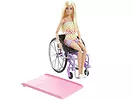 Lalka Barbie na wózku inwalidzkim strój w kratkę HJT13