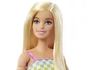 Lalka Barbie na wózku inwalidzkim strój w kratkę HJT13