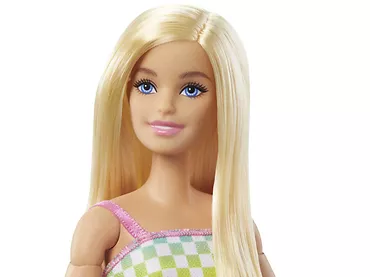 Lalka Barbie na wózku inwalidzkim strój w kratkę HJT13
