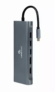 Hub USB-C HDMI DP VGA 4xUSB 3.1 USB-C PD audio card reader GbE