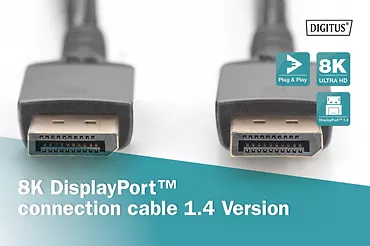 Kabel połączeniowy PREMIUM DisplayPort 8K60Hz UHD DP/DP M/M 1m Czarny