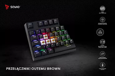 Klawiatura mechaniczna Rampage Outemu Brown, anti-ghosting, RGB
