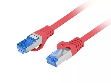 Patchcord kat.6a S/FTP LSZH CCA 0.25m czerwony fluke