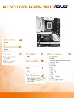 Płyta główna ROG STRIX B660-A GAMING WIFI D4 s1700 4DDR4 DP/HDMI ATX