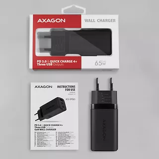 ACU-DPQ65 Ładowarka sieciowa, GaN 65W, 3x port (USB-A + dual USB-C), PD3.0/QC4+/PPS/Apple