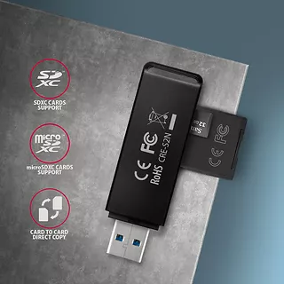 CRE-S2N Czytnik zewnętrzny kart USB-A 3. 2 GEN 1, 2-gniazda lun SD/microSD, UHS-I
