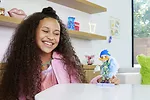 Lalka Barbie Extra Minis zielony kombinezon - jasnoniebieskie włosy