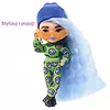 Lalka Barbie Extra Minis zielony kombinezon - jasnoniebieskie włosy