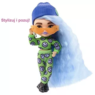 Lalka Barbie Extra Minis zielony kombinezon - jasnoniebieskie włosy