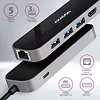 HMC-6GL Wieloportowy hub 3x USB-A, HDMI, RJ-45, USB 3.2 Gen 1 hub, PD 100W 20cm USB-C kabel