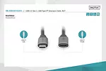 Kabel przedłużający USB 3.0 60W/5Gbps Typ USB C/USB C M/Ż 1m Czarny