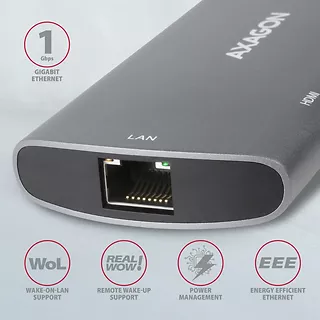 HMC-6M2 Wieloportowy hub USB-C 3.2 Gen 1, slot M.2 SATA + HDMI + GLAN + 2x USB-A + PD 100W