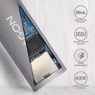 ADE-TRC Karta sieciowa Gigabit Ethernet adapter, USB-C 3.2 Gen 1, instalacja automatyczna, metalowy, tytanowa szarość