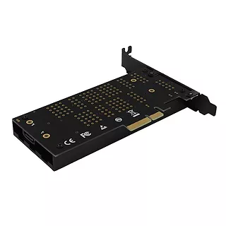 PCEM2-DC Adapter wewnętrzny PCIe x4, 1x M.2 NVMe M-key + 1x SATA B-key slot, chłodnica, SP & LP + radiator
