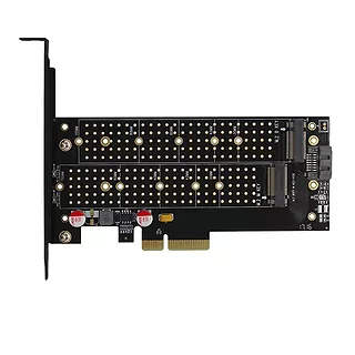 PCEM2-DC Adapter wewnętrzny PCIe x4, 1x M.2 NVMe M-key + 1x SATA B-key slot, chłodnica, SP & LP + radiator