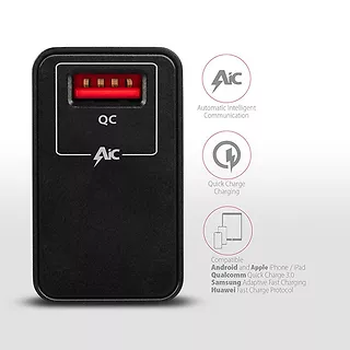 ACU-QC19 Ładowarka sieciowa, QC 19W, 1x port USB-A, QC3.0/AFC/FCP/SMART, czarna