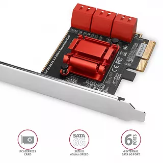PCES-SA6 Kontroler PCIe 6x wewnętrzny port SATA 6G, ASM1166, SP & LP