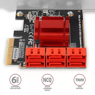 PCES-SA6 Kontroler PCIe 6x wewnętrzny port SATA 6G, ASM1166, SP & LP