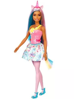 Lalka Jednorożec niebiesko-różowa Barbie Dreamtopia
