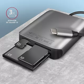 CRE-S3C Czytnik zewnętrzny kart USB-C 3.2 GEN 1, 3-slot & lun SD/microSD/CF, obsługa UHS-II