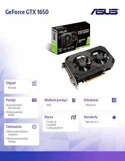 Karta graficzna GeForce GTX 1650 V2 TUF GAMING OC 4GB GDDR6 128bit HDMI