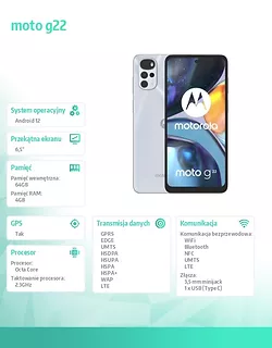 Smartfon moto g22 4/64GB Pearl White