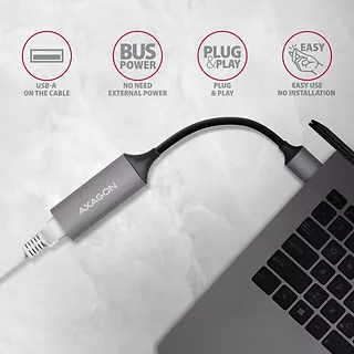 ADE-TR Karta sieciowa Gigabit Ethernet adapter, USB-A 3.2 Gen 1, instalacja automatyczna, metalowy, tytanowa szarość