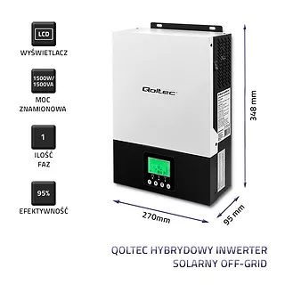 Hybrydowy inwerter solarny Off-Grid 1.5kW | 80A | MPPT | Sinus