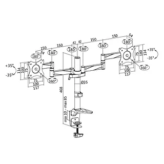 Uchwyt do monitora, 2x 13-27 cali, max. 16kg
