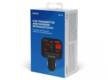 Transmiter FM Bluetooth 5.3 i ładowarką PD QC 3.0 SAVIO TR-15