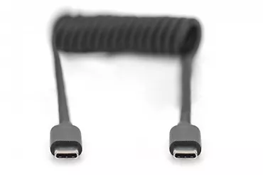 Kabel spiralny USB C/USB C, USB 2.0, PD 60W, max. 1m Czarny