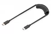 Kabel spiralny USB C/USB C, USB 2.0, PD 60W, max. 1m Czarny