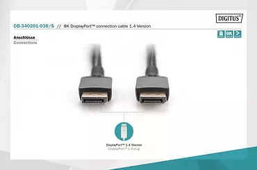 Kabel połączeniowy PREMIUM DisplayPort 8K60Hz UHD DP/DP M/M 3m Czarny