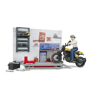 Zestaw Warsztat naprawy motocykli z Ducati i figurką