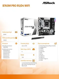 Płyta główna B760M Pro RS/D4  WIFI s1700 4DDR4 DP/HDMI mATX